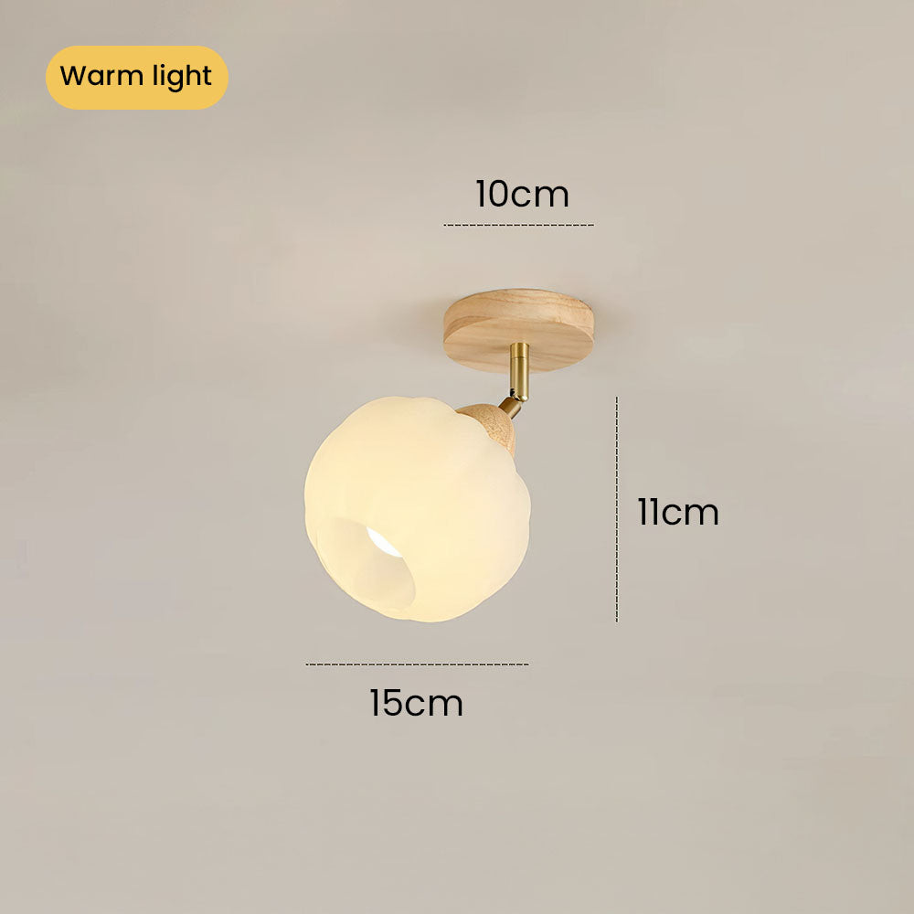 Cream Wood Track Light - Modern Ball Ceiling Light for Living Room