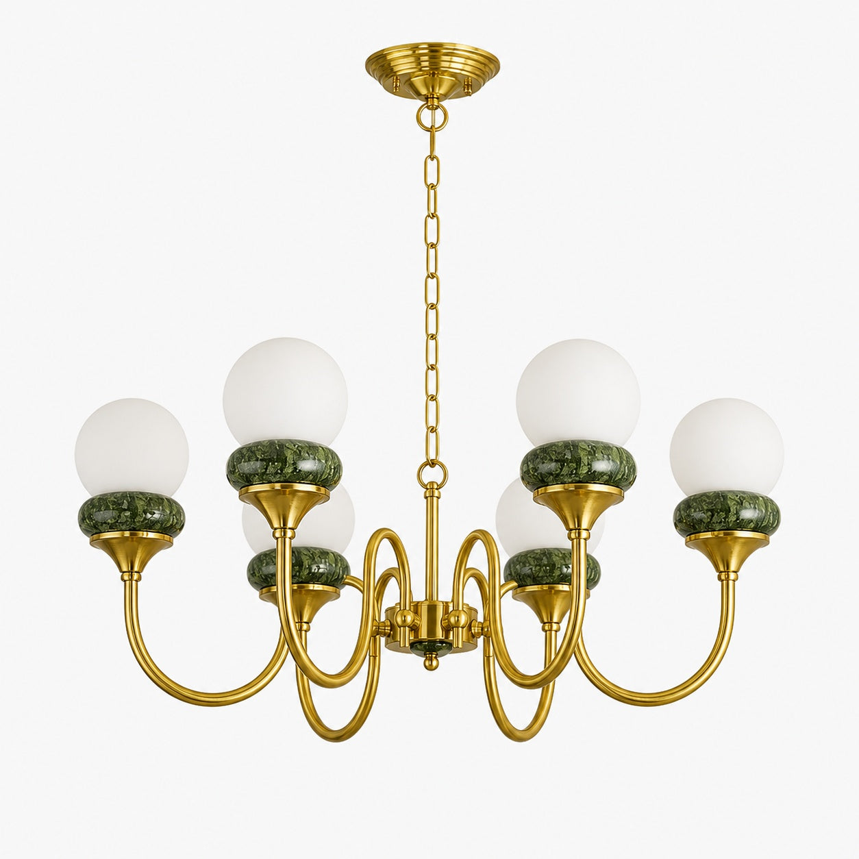 Green Jade Loop-Arm Chandelier