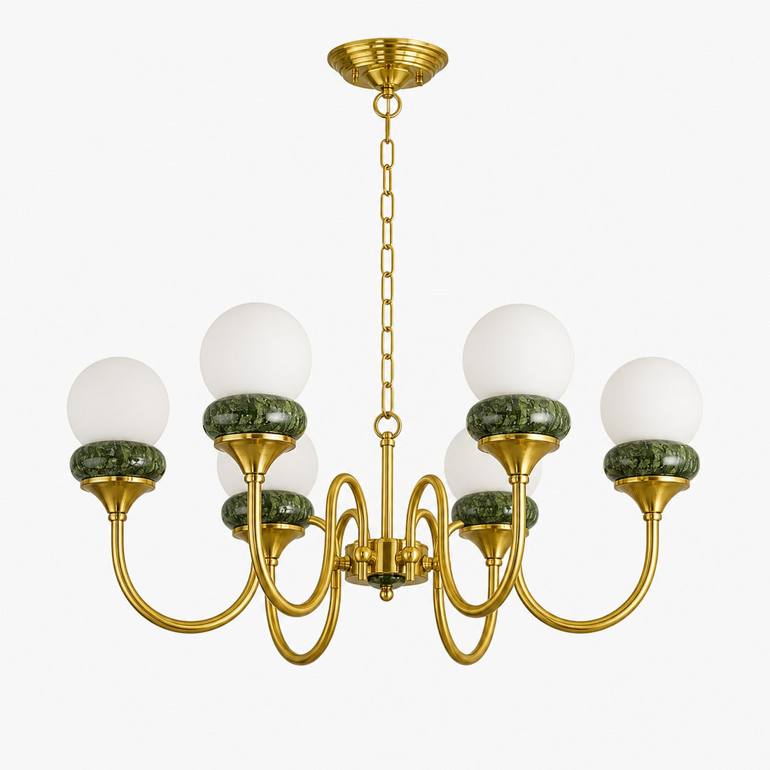 Green Jade Loop-Arm Chandelier