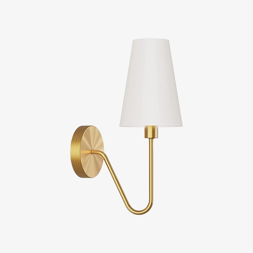 Arcuma Wandleuchte aus Metall im Vintage-Stil – handgefertigter Stoffschirm fürs Schlafzimmer