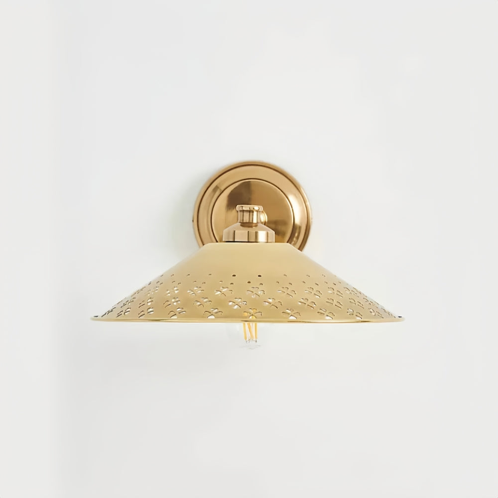 Auriglow Brass Wall Sconce - Perforated Modern Wall Light for Hallway