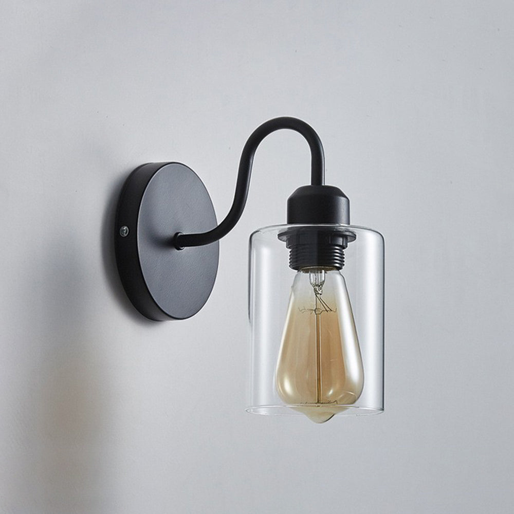 Black Iron Wall Light - Modern Living Room Sconce Industrial Chic