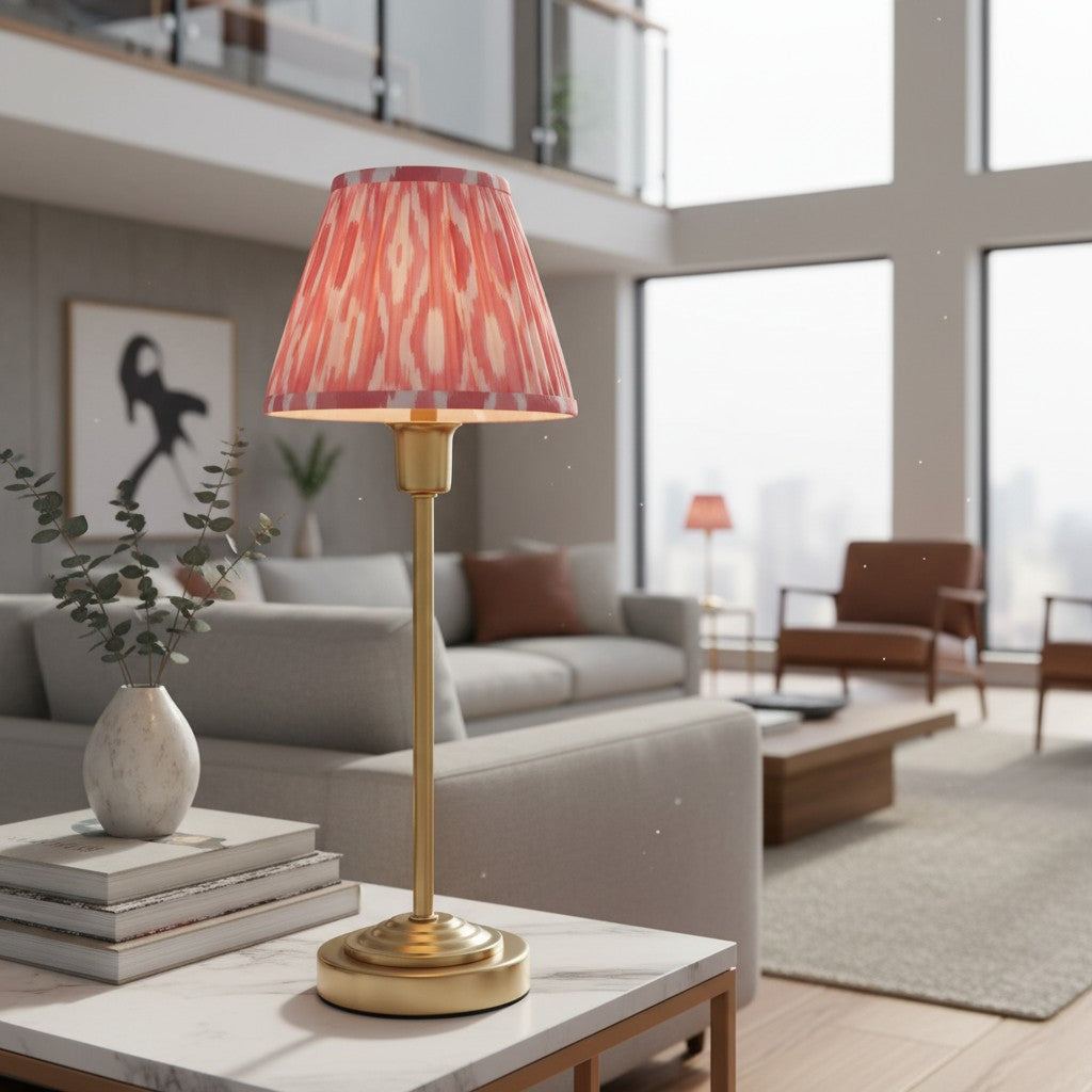 Bronzuno Patterned Fabric Table Lamp - Brass or Bronze Finish Modern-Bohemian Bedside & Living Space Light