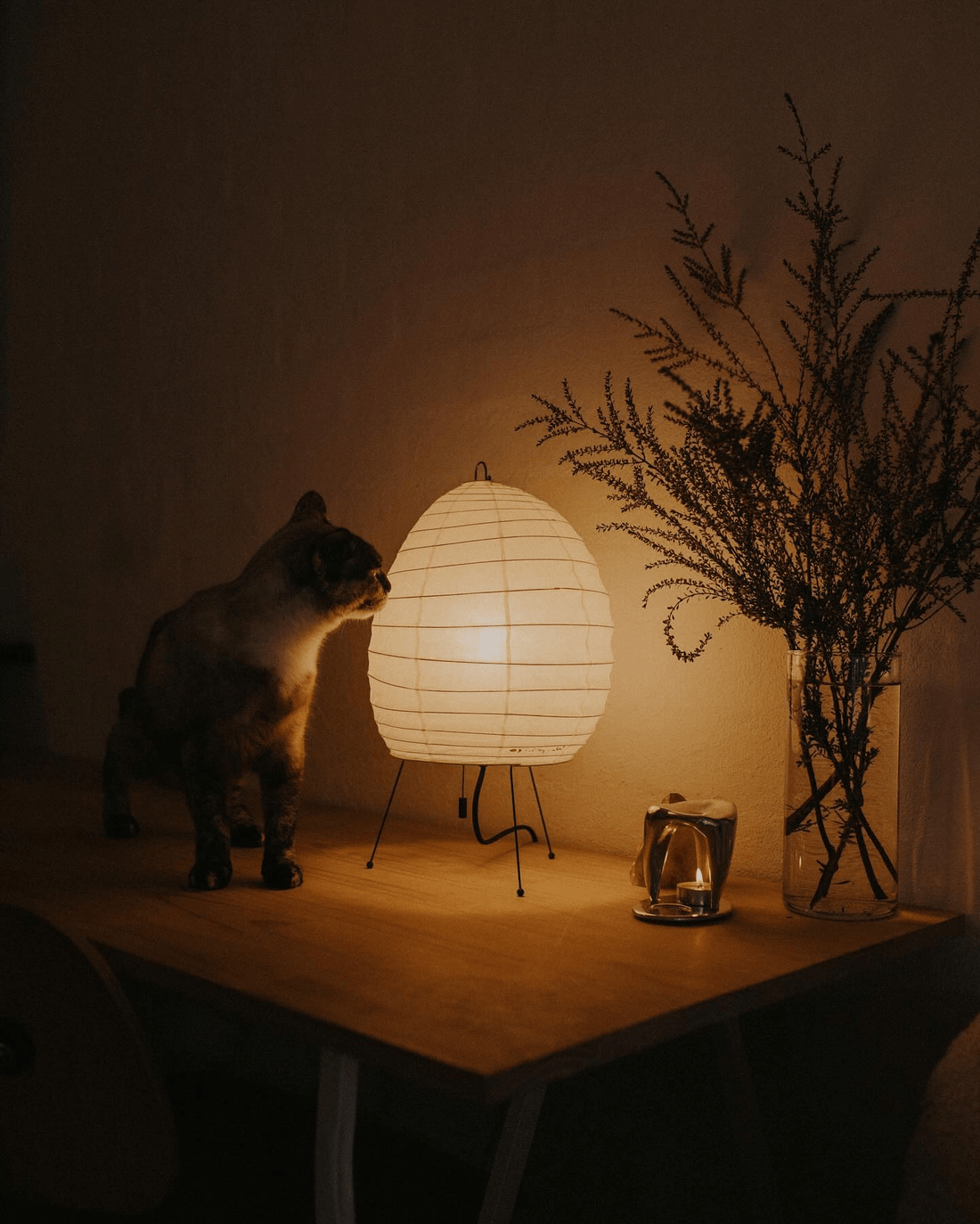 Papiertischlampe – Minimalistische Lampe im Washi-Stil für die Leseecke