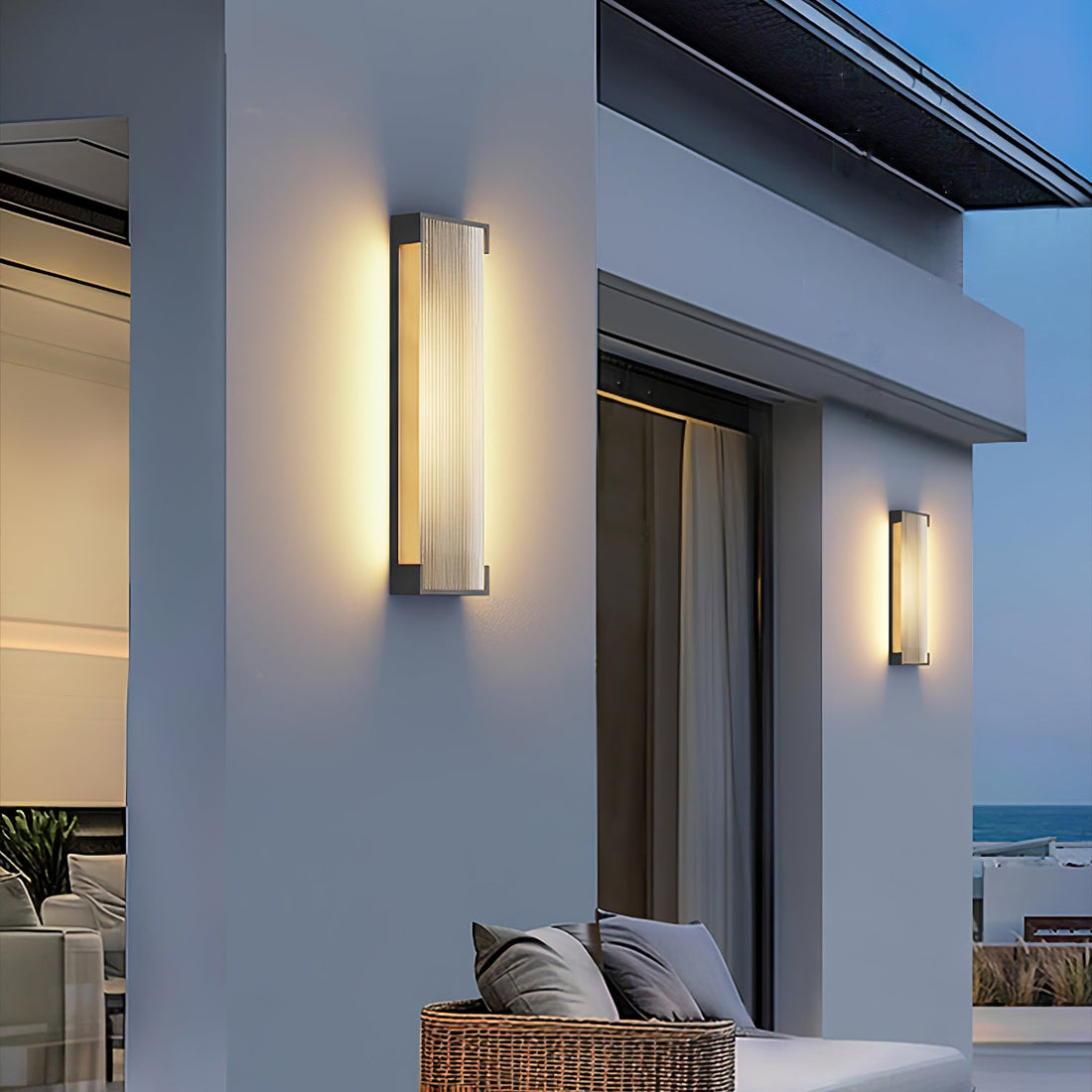 Rechteckige Außenwandleuchte - Moderne schwarze Lampe für Veranda &amp; Garten