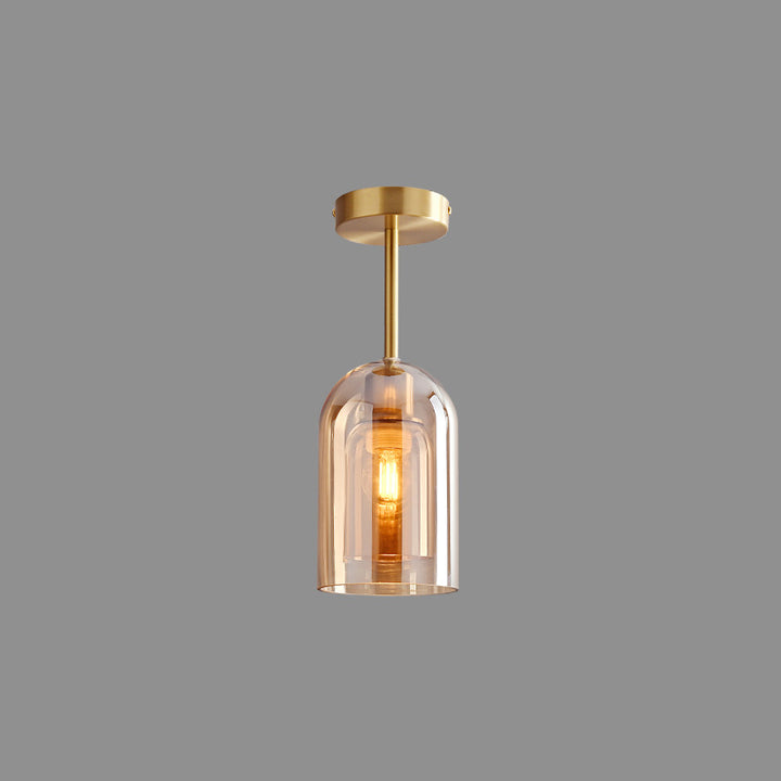 Clear Glass Pendant Light - Modern Cylindrical Lamp For Hallway