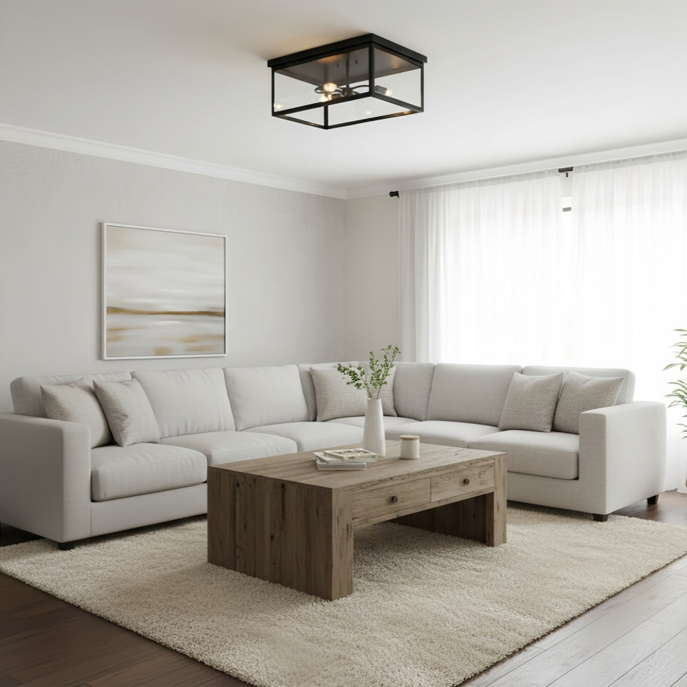 Ferrix Classic Outdoor Ceiling Lamp - Iron Glass Flush Mount for Porch