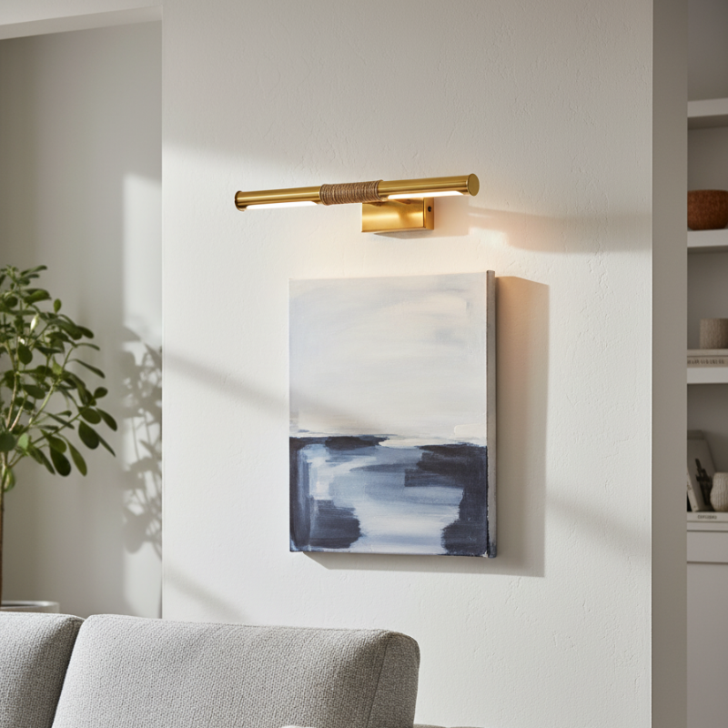 Aurix Picture Light – Slim Wrapped‑Center Bar Design Metal Finish Wall Lamp for Gallery & Hallway