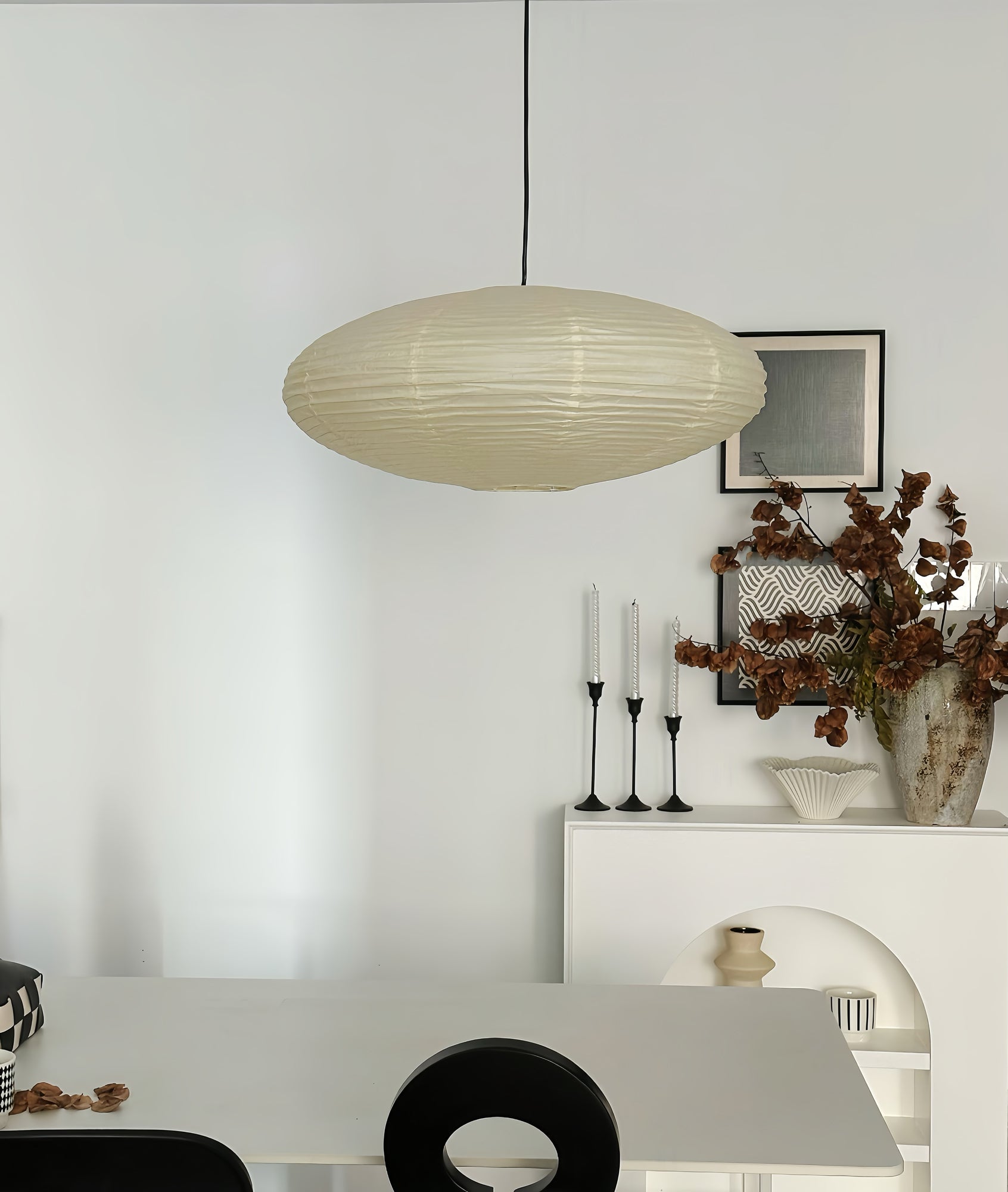 Washi Paper Pendant Lamp - Handcrafted Mulberry Light for Cozy Room