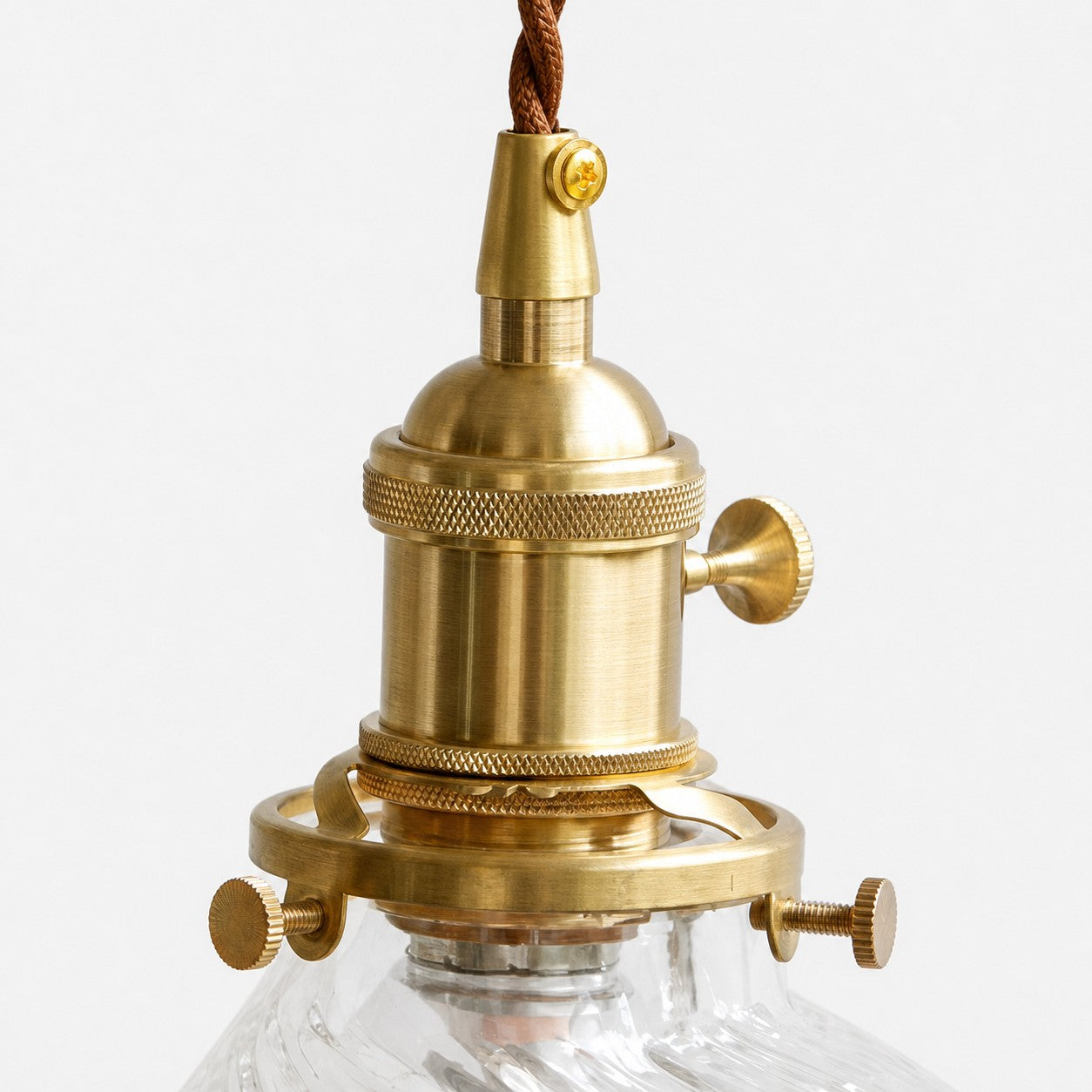 Close view of aged brass socket hardware