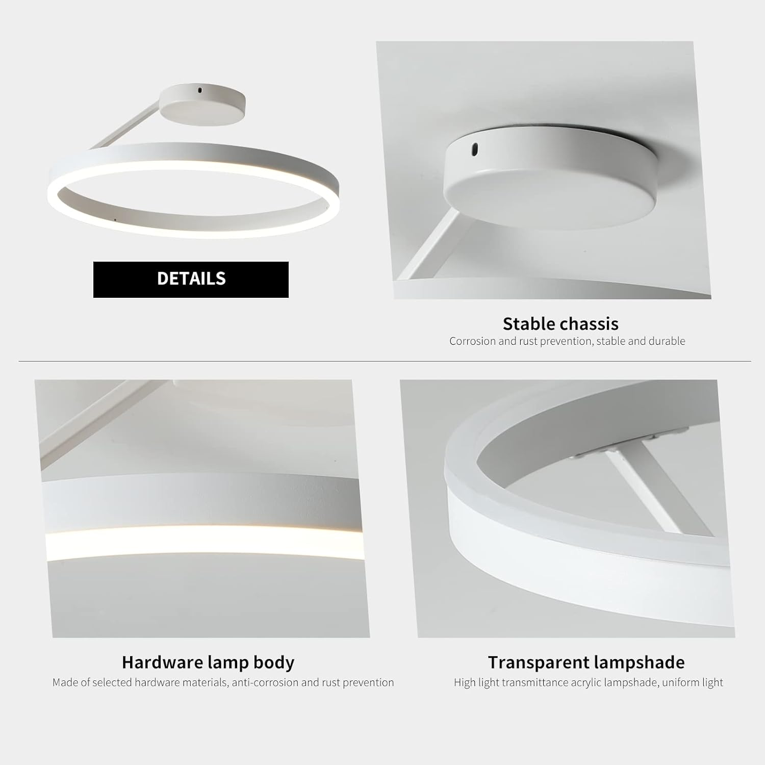 Metal Circle Ceiling Light - Minimalist LED Lamp for Living Room