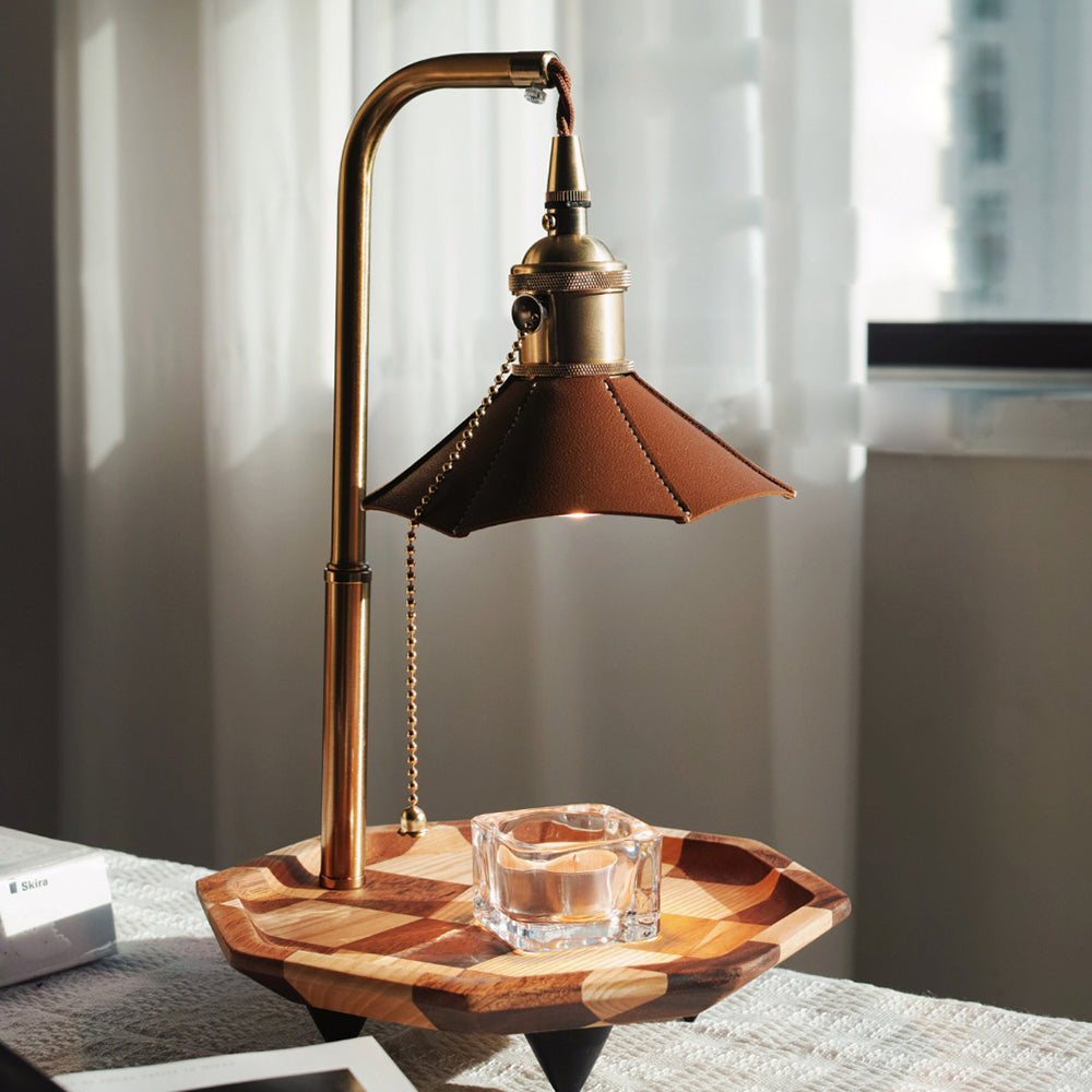 Retro Wood Table Lamp - Aromatherapy Candle Holder with Vintage Charm