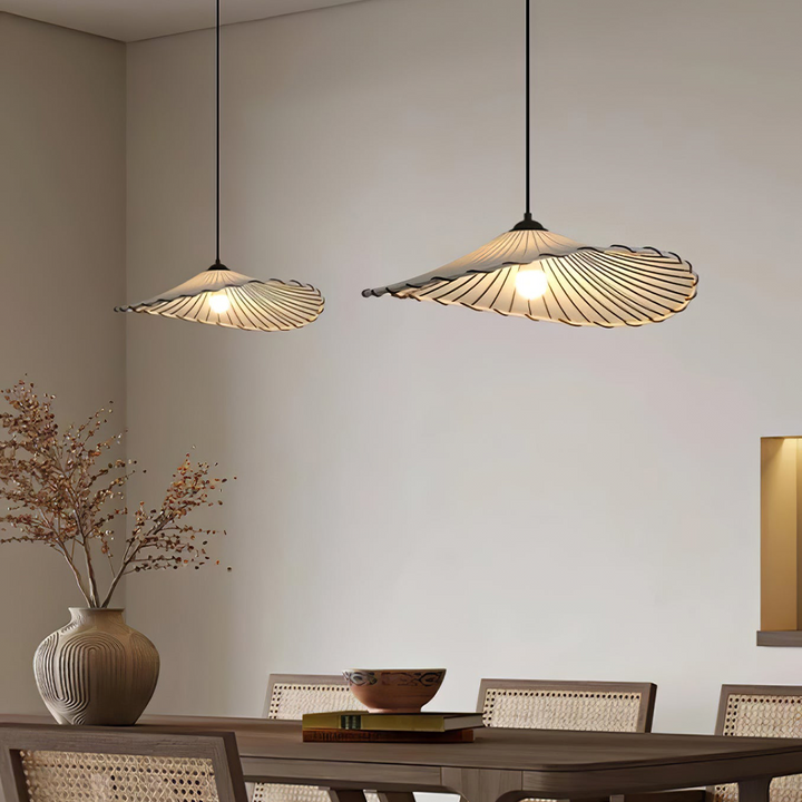Wabi-Sabi Lotus Leaf Pendant Lamp – Fabric Light – Vintage Minimalist
