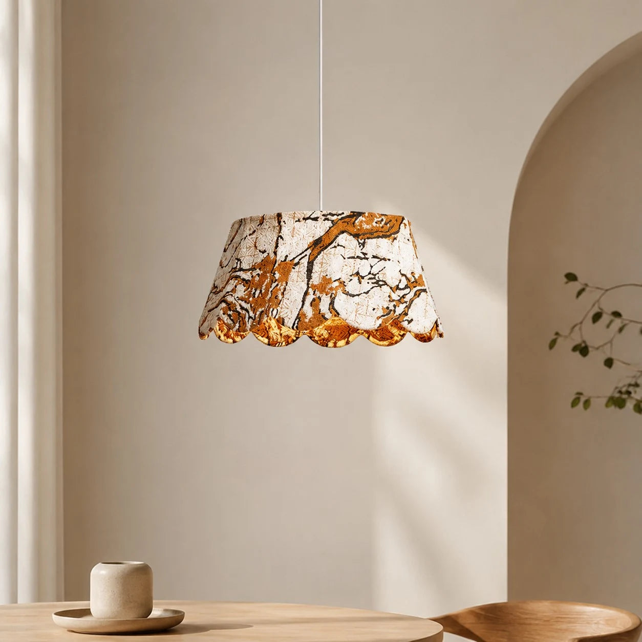 Vintage Floral Fabric Pendant Light, 47 cm