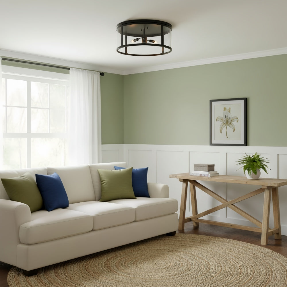 Ferrix Classic Outdoor Ceiling Lamp - Iron Glass Flush Mount for Porch