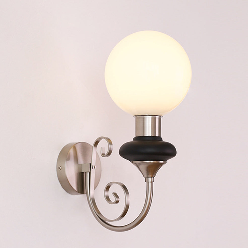 Retro Glass Wall Lamp - Single Ball Light French Style for Hallway