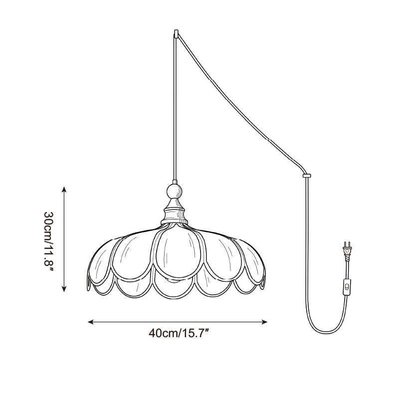 Scalloped Abaca Woven Plug-In Swag Pendant