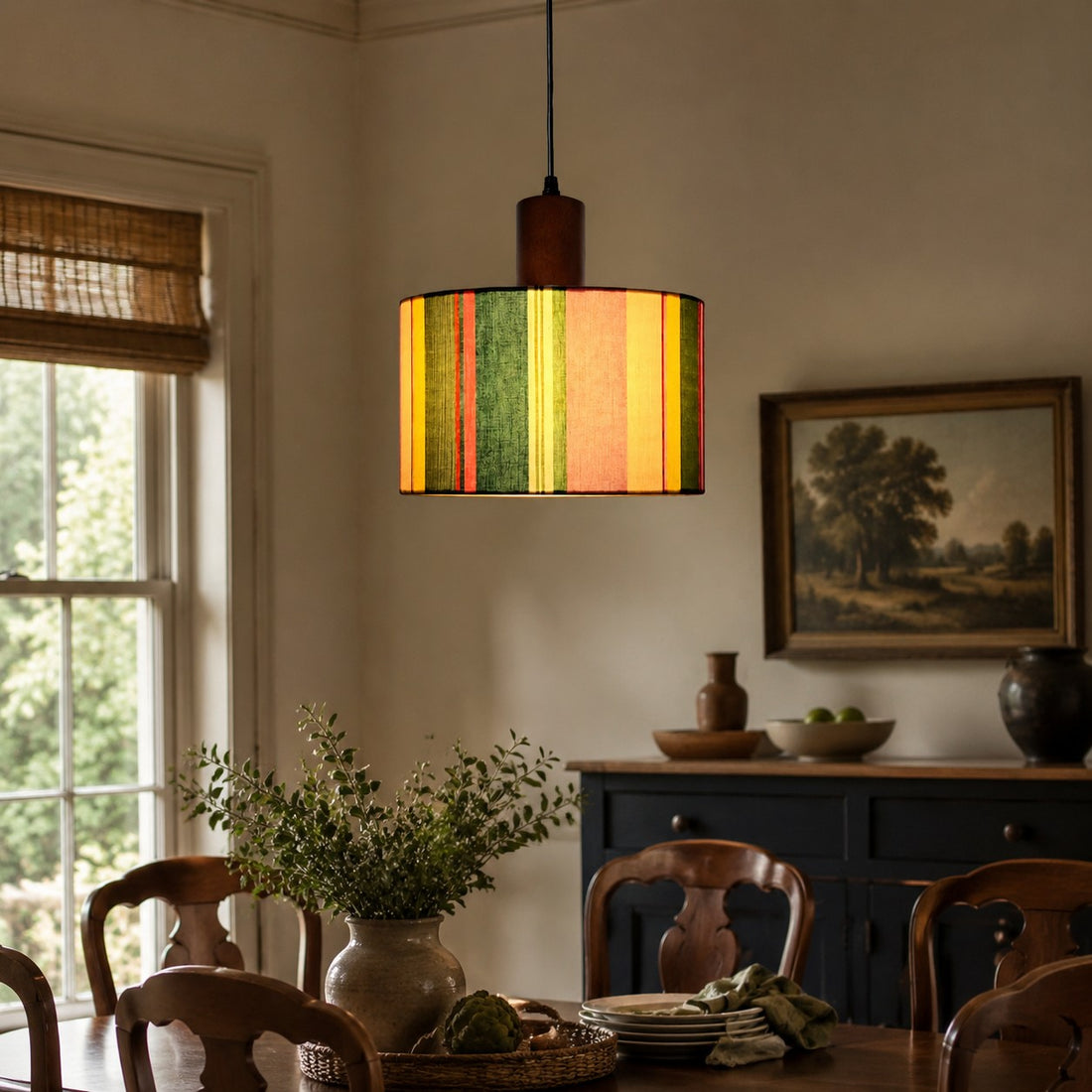 Fabric drum pendant light 29