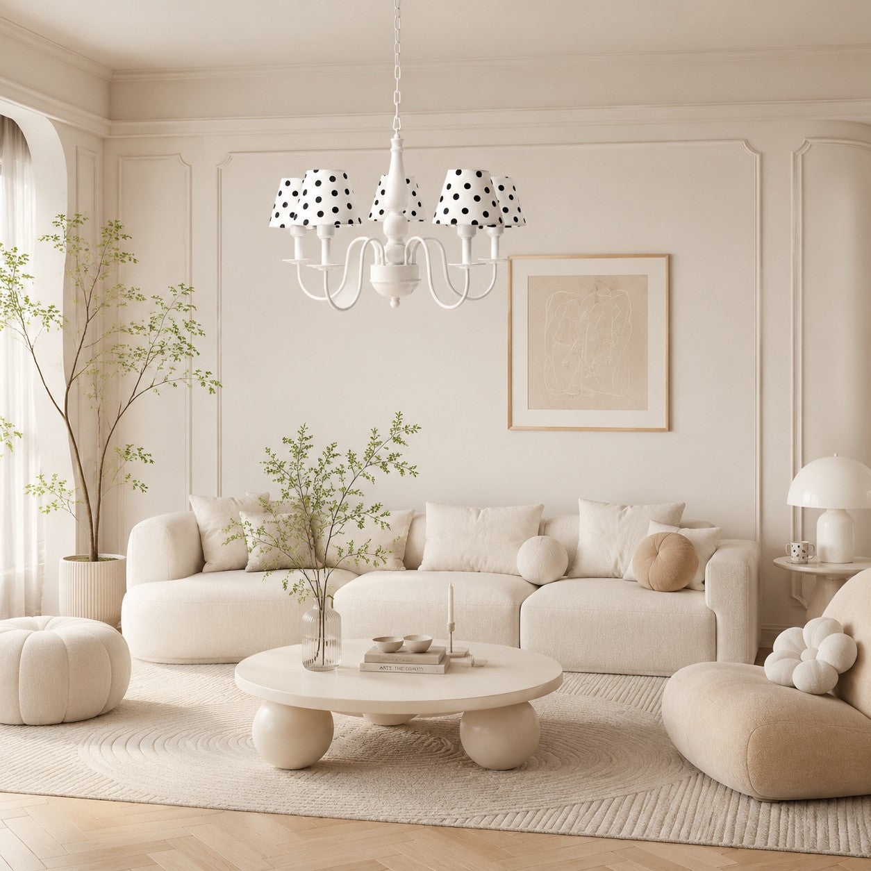 Colorful Fabric Shade 5-Light Chandelier
