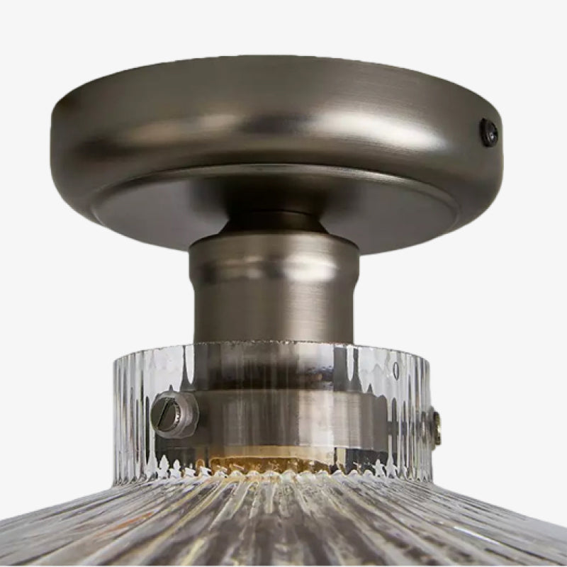 Ribora Vintage - Inspired Ribbed Glass Ceiling Lamp - Industrial Style Flush Mount for Modern Interiors U05