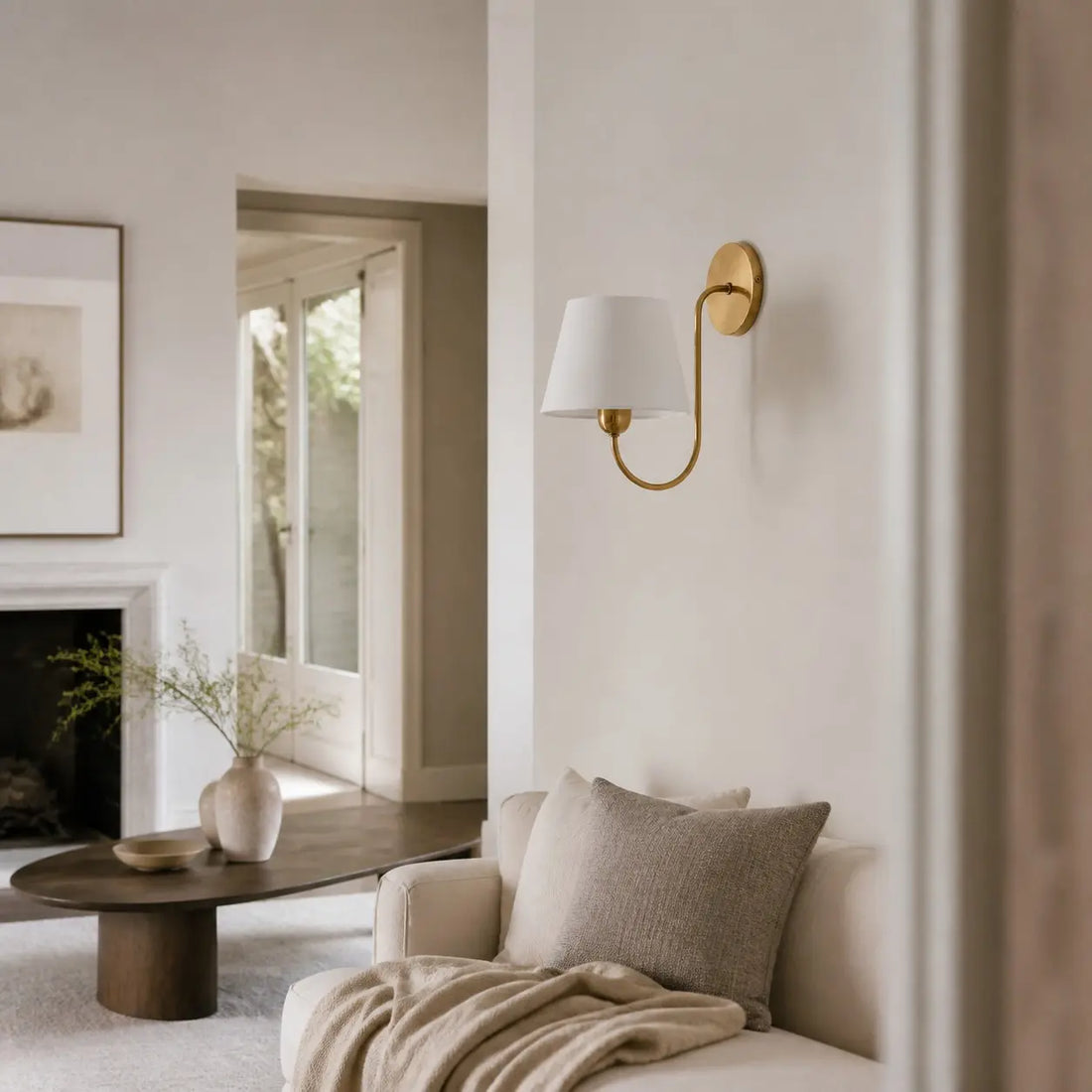 Natural Copper wall sconce in a refined living room
