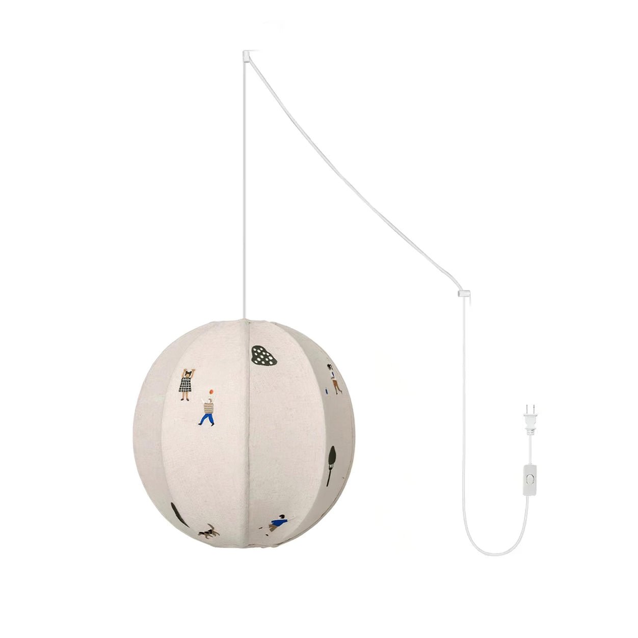 Bunte Baumwoll-Szenenpendelleuchte mit Stecker