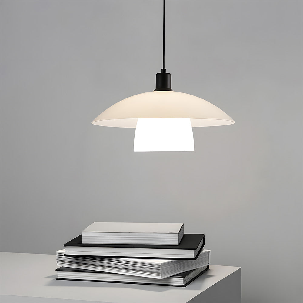 Modern White Glass Pendant Lights - Frosted Design for Living Room