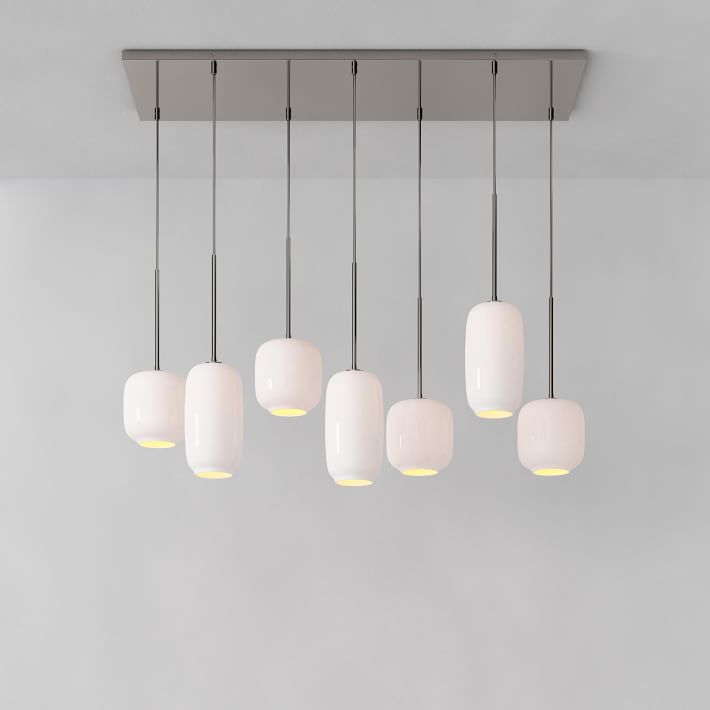 Lumivelle Sculptural 7-Light Chandelier – Adjustable Height Modern Glass Pendant