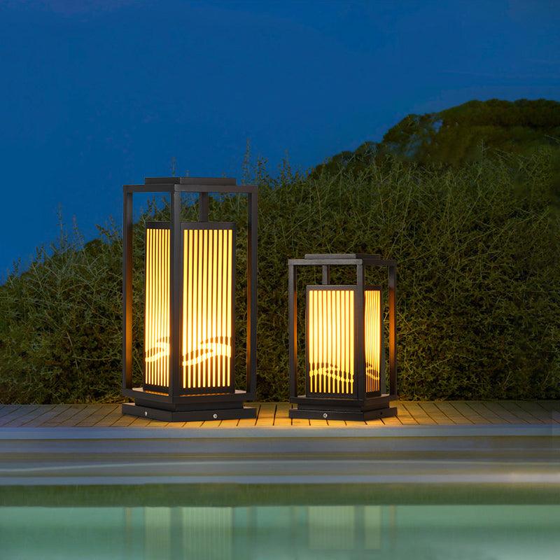 Quadratische Käfig-Gartenleuchte – Metall-Retro-Klassiker-Dekorlampe für den Außenbereich