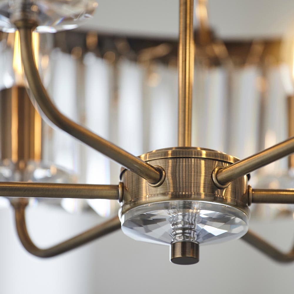 Beveline 6 Light Round Pendant - Cut Glass Shades Elegant Metal Frame for Dining Kitchen Island