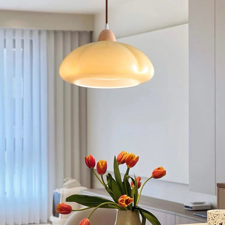 Retro Glass Pendant Light - Pumpkin Shape Lamp for Kitchen