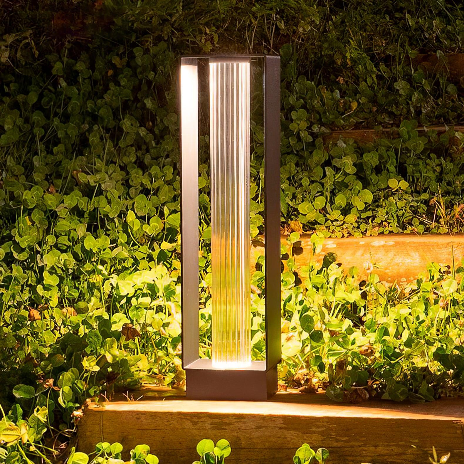 Frame Outdoor Post Lamp - Resilient Striped Glass Lamp for Driveway