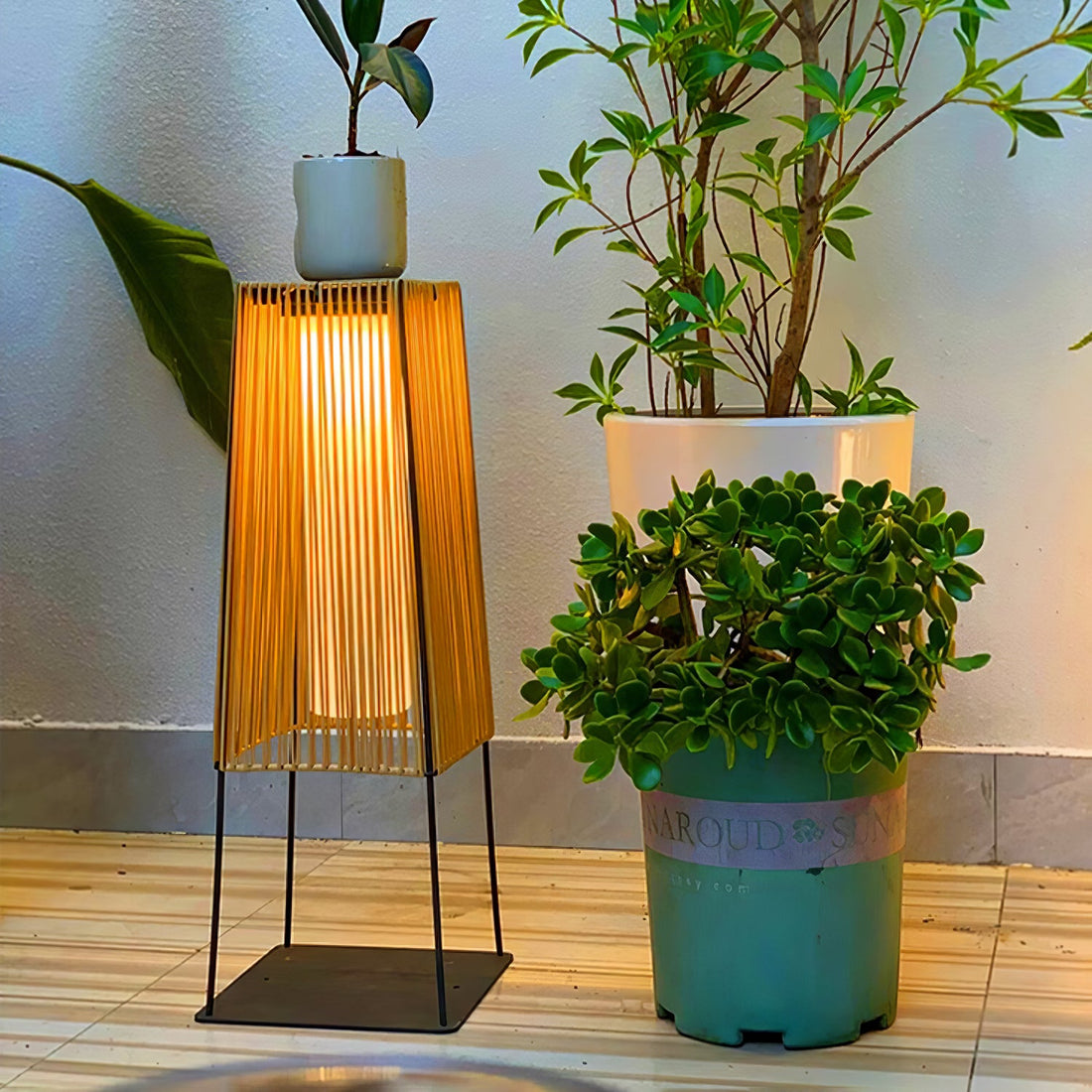 Kunststoff-Rattan-Außenpfostenleuchte - Solar-Pfostenlampe Ideal