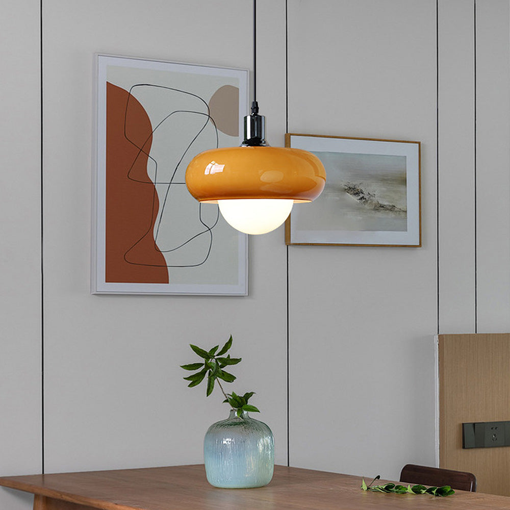 Bauhaus Glass Pendant Light - Coffee Dome Lamp for Dining Room