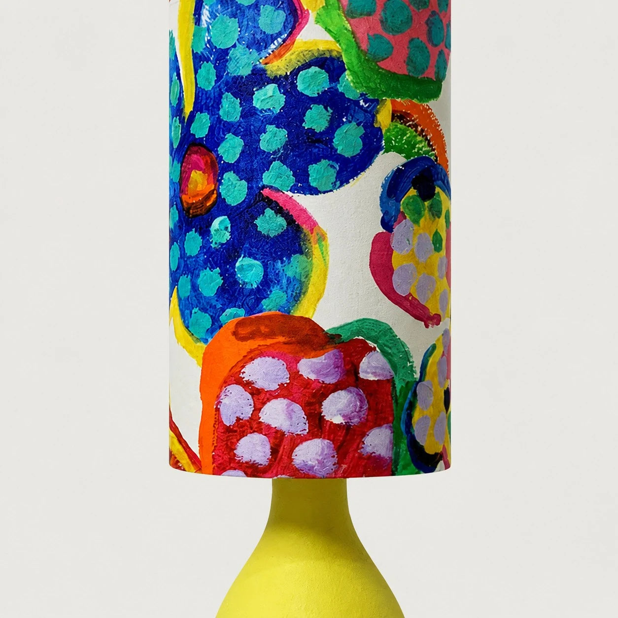 Colorful fabric lampshade close view