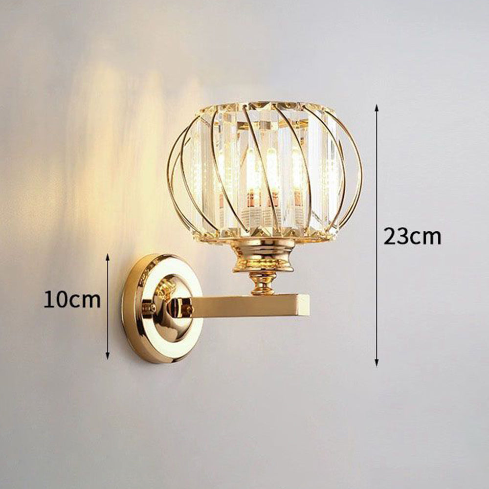 Contemporary Crystal Wall Light - Round Light for Bedroom