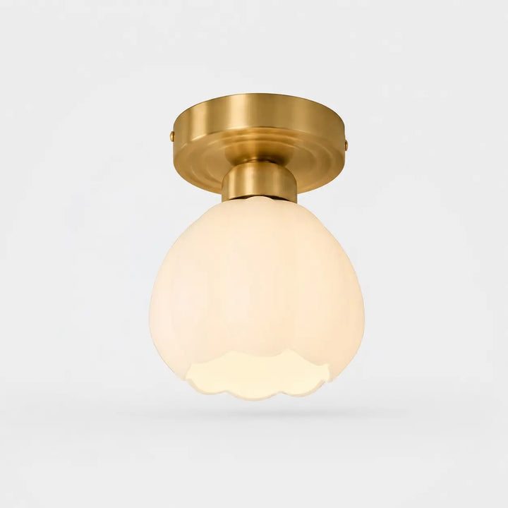 All-copper milk glass flower ceiling light