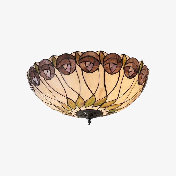 TF Hutchinson Tiffany Ceiling Light – Elegant Vintage Floral Glass Light for Dining or Corridor