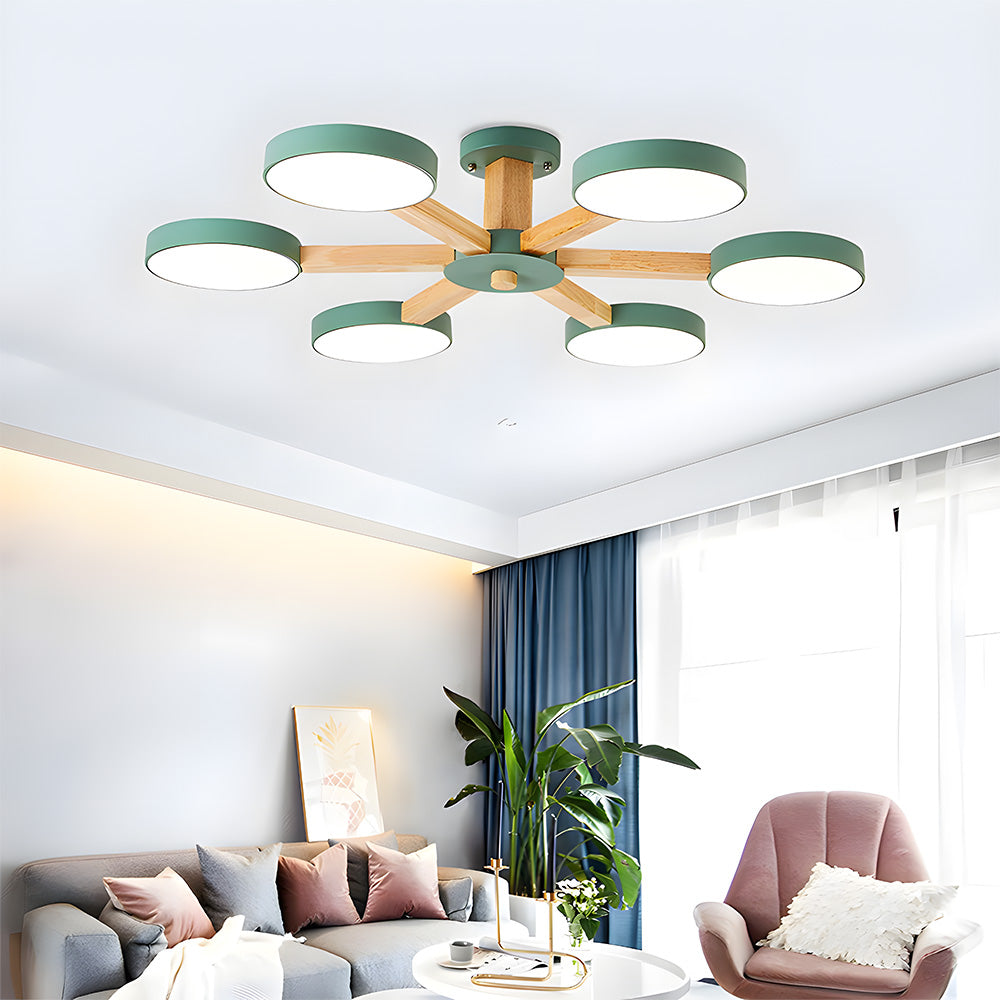 Branch Round Ceiling Lamp - Nordic Multi Fixture for Living Room