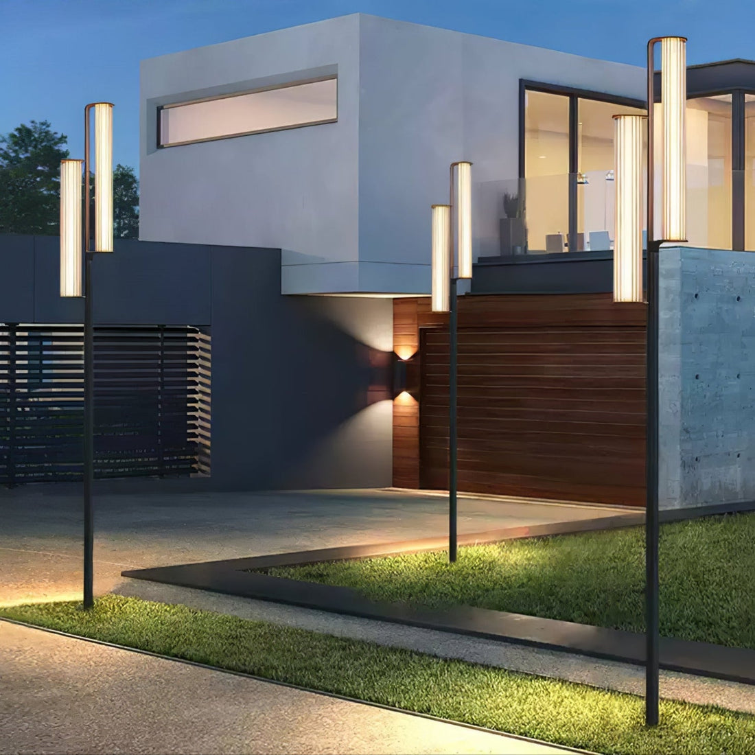 Outdoor Post Lamp - Modern Arc LED Light for Garden, Patio, or Walkway