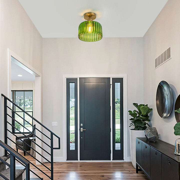 Green Glass Ceiling Light – Vintage Fixture for Stylish Home Interiors