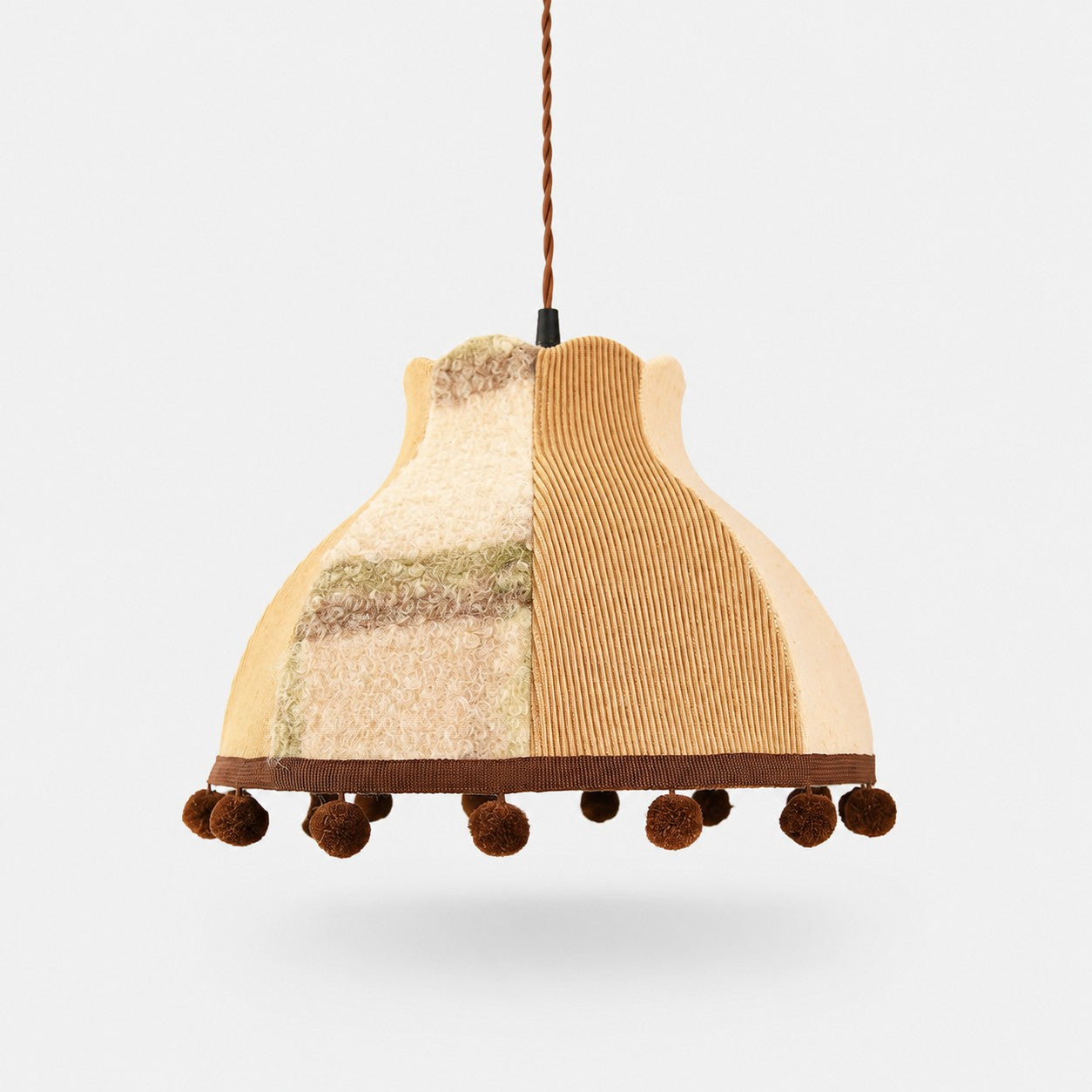 Patchwork Fabric Pom-Pom Pendant Light