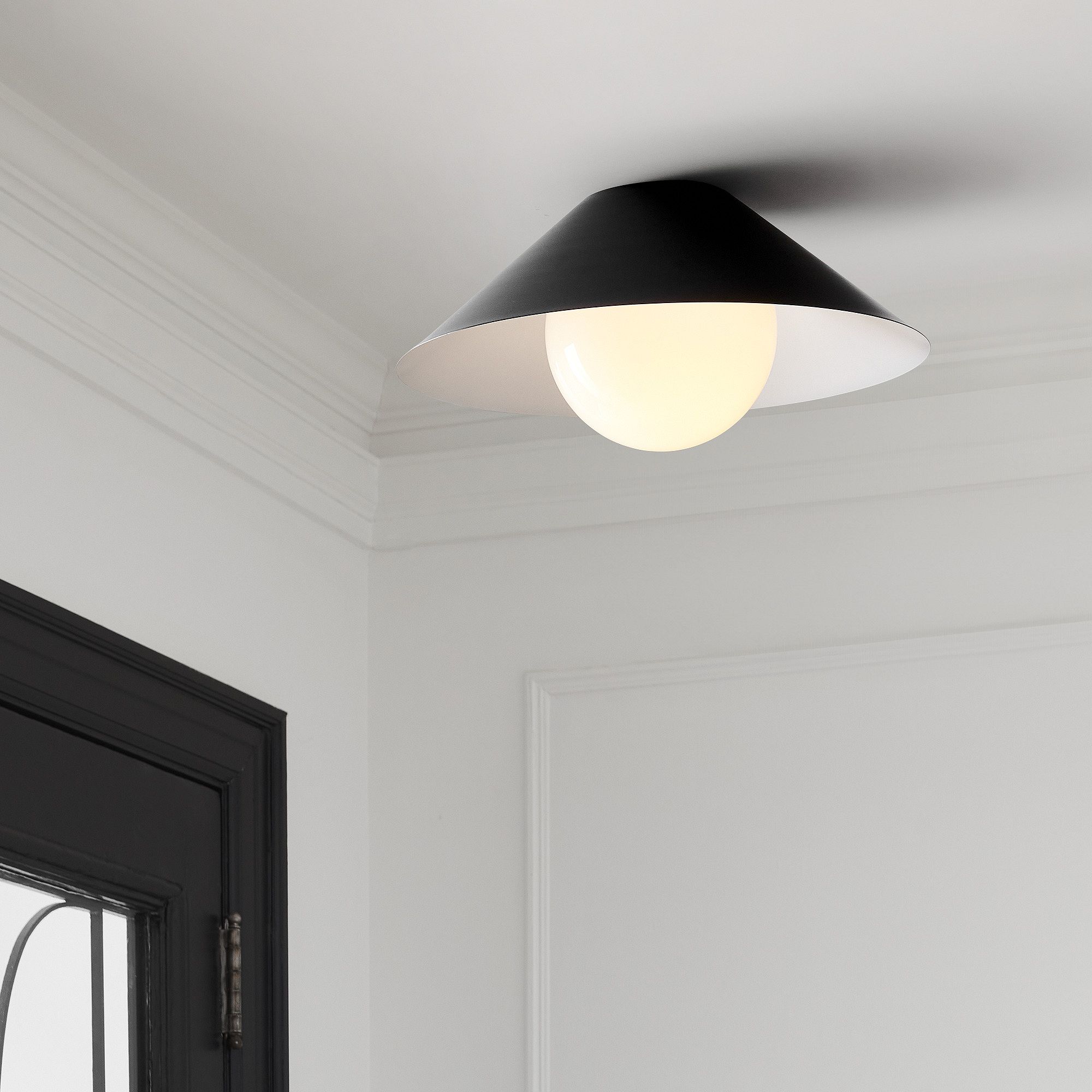 Brivana Metal Semi-Flush Ceiling Light - Modern Cone Lamp for Hallway