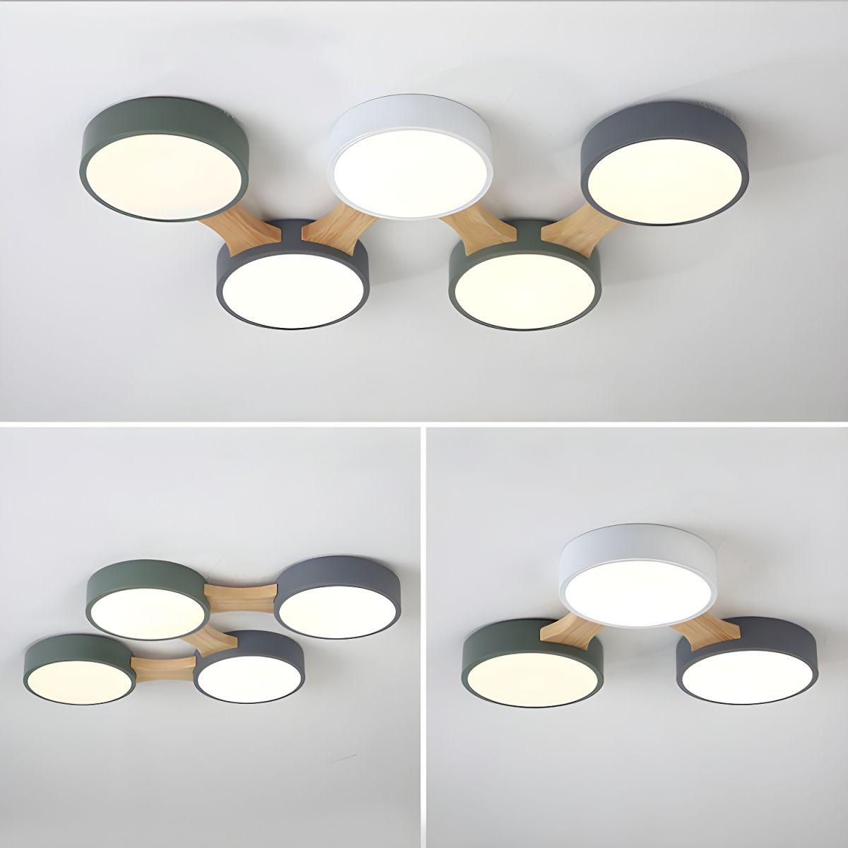 Disc Branch Wood Ceiling Lamp - LED Bedroom Fixture with Modern Design