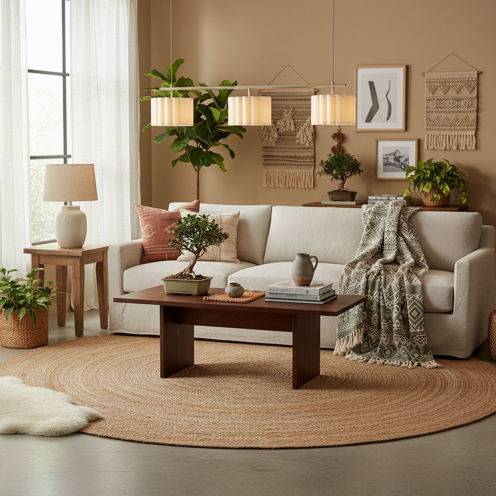 Velura Linear Pendant Light - Natural Linen Shade for Warm Ambiance