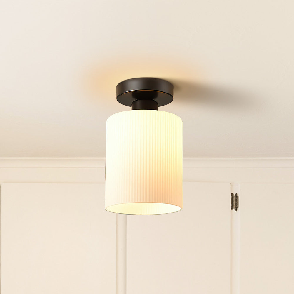 Chic Gold Ceiling Light - Mini Glass Striped Shade Lamp for Hallway