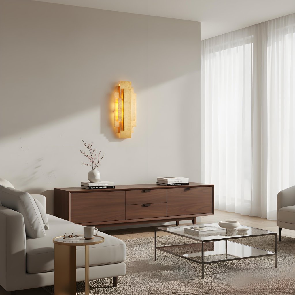 Rechteckige Wandleuchte Kelsar – Ausführungen in Gold und Silber für Wohnzimmer oder Schlafzimmer