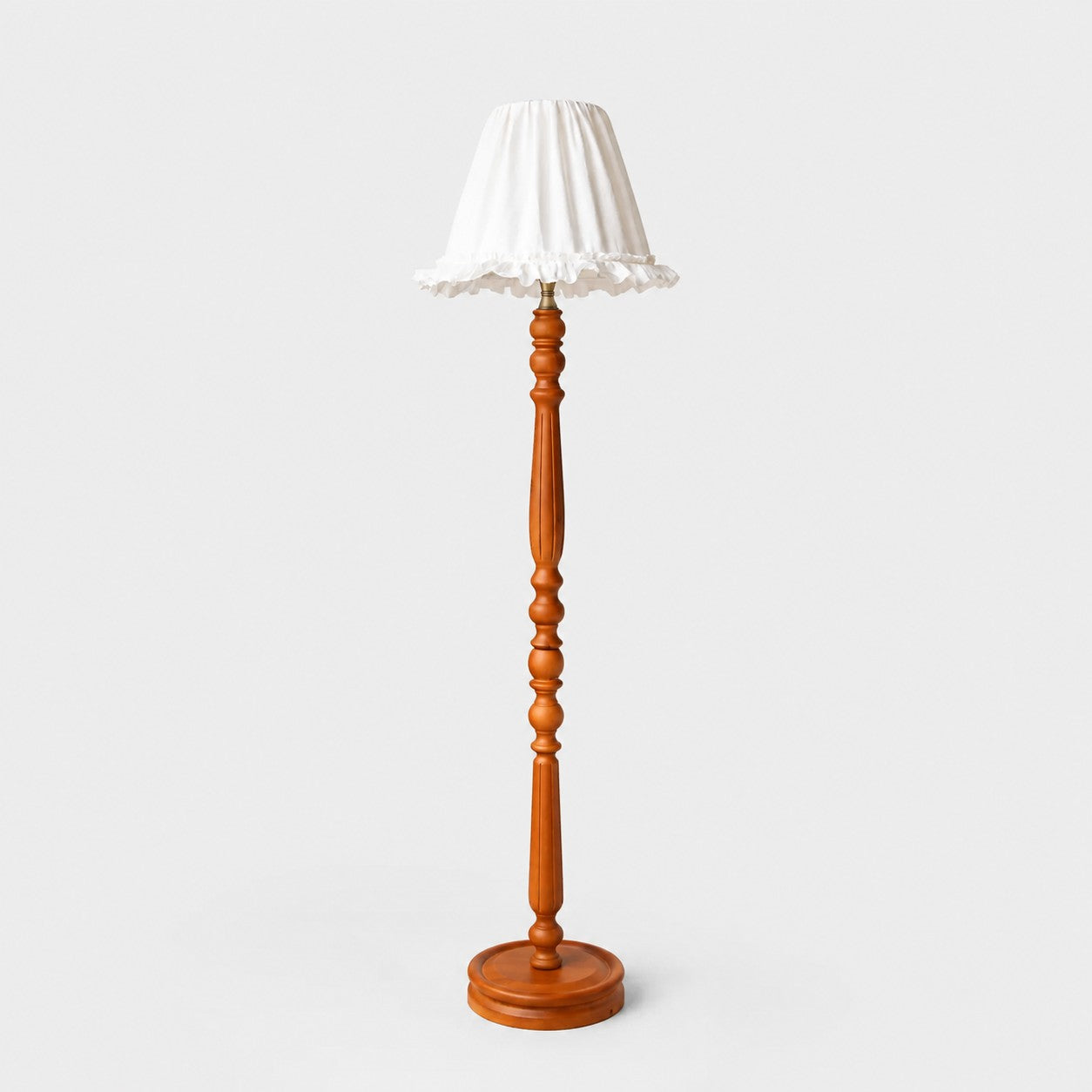 Vintage Solid Wood Floor Lamp with Optional Side Table