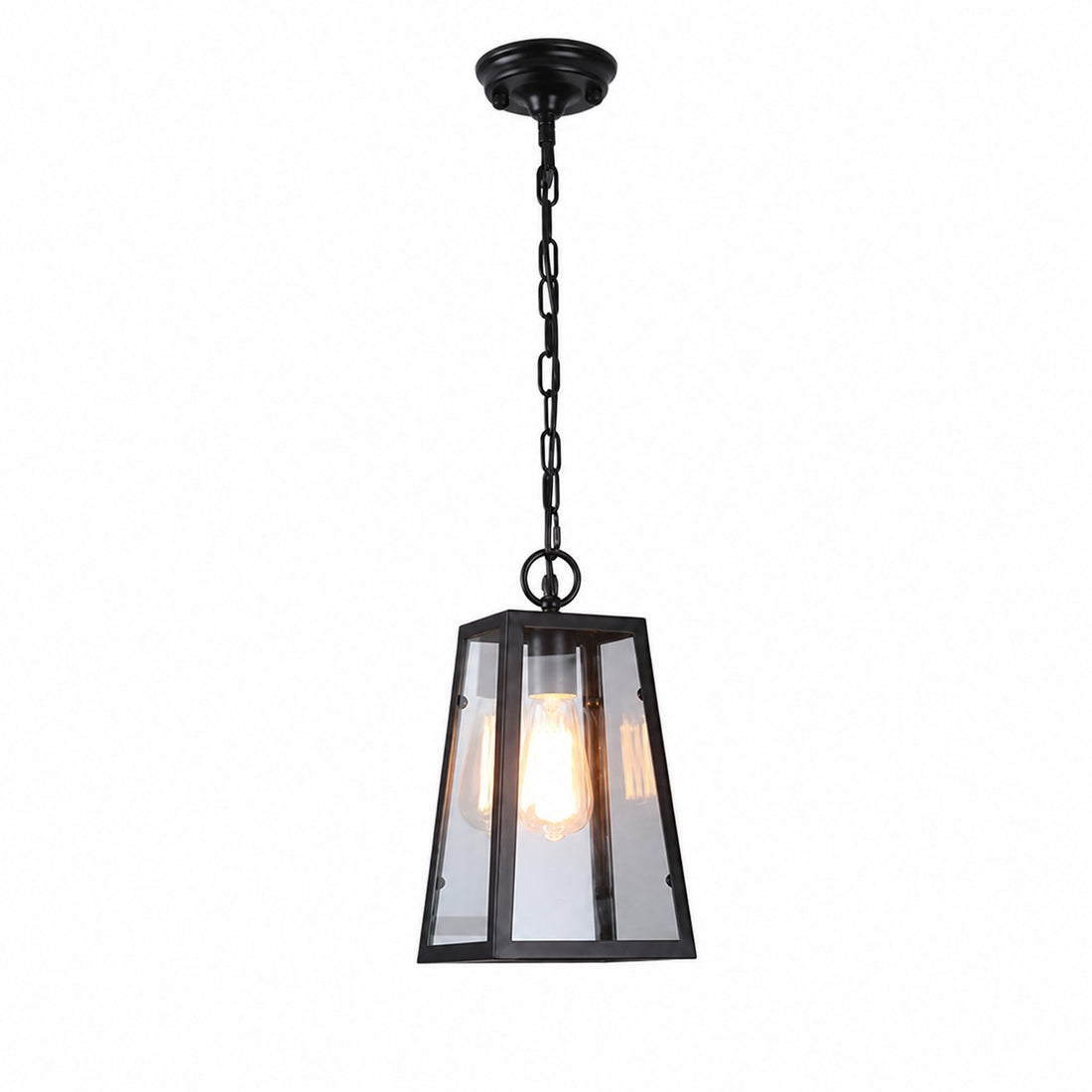 Black Trapeze Glass Pendant Light