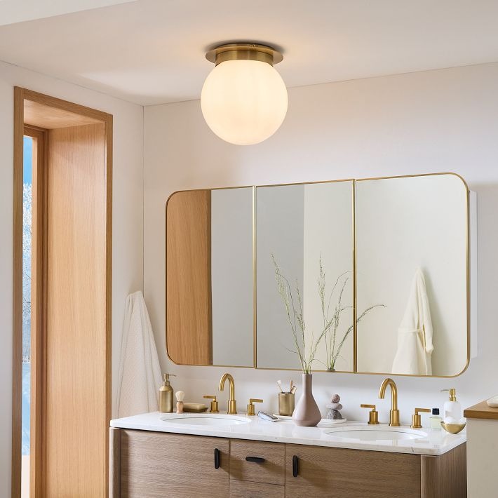 Rivolence Flush Mount Ceiling Fixture - Minimal Globe Brass Lighting